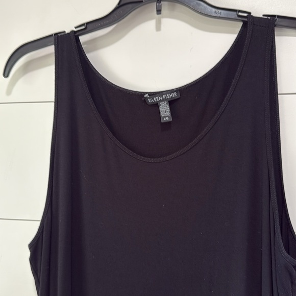 Eileen Fisher Black Stretch Jersey Knit Tank Dress Full Length Midi Size Large - Picture 3 of 7